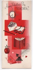Teacher’s Poem Valentine Card Long Skinny Artwork Fran Rust Craft Pub. VNTG V27