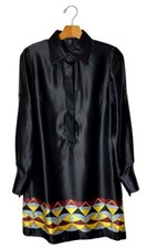 Laundry By Shelli Segal Dress 2 Black Silk Long Sleeve Shirt Dress Whimsigoth
