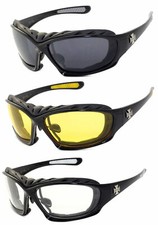 1,2 or 3 Pairs Choppers Padded Foam Wind Resistant Sunglasses Motorcycle Glasses