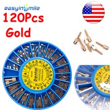 Dental Endodontic Conical Screw Post Kit Gold Plated Conical+Key 120Pcs EASYINSM