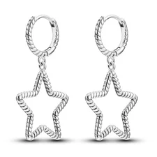 MULA Original Snake Bone Star Hoop Earrings Women Jewelry 925 Sterling Silver