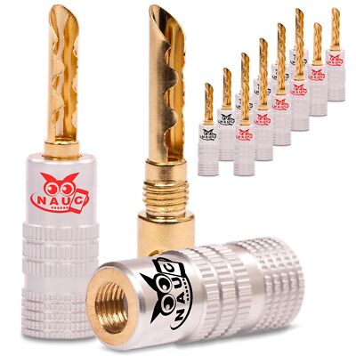Hohl Bananenstecker 4mm schraubbar vergoldet 14x NAUC Stecker Lautsprecherkabel