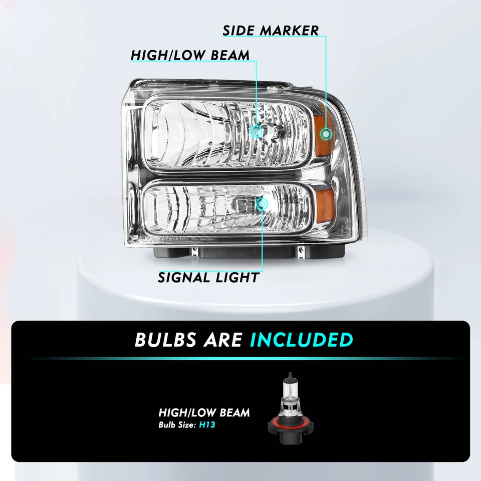 For 1999-2004 Ford F250 F350 Ford Super Duty Excursion Conversion Headlights Foto 4 de 4