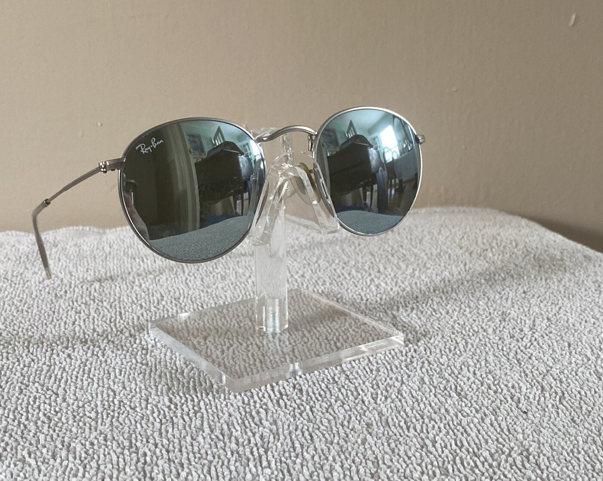 Ray-Ban Sunglasses RB3447 Round Metal Silver Frame Flash Lens 50