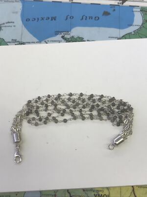 Sterling 925 Silber 8 Stränge Perlen Armband Kunsthandwerk Schmuck 7'' 13 Gramm V4