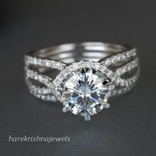 3CT Round Cut Lab-Created Diamond 14K White Gold Finish Engagement Wedding Ring