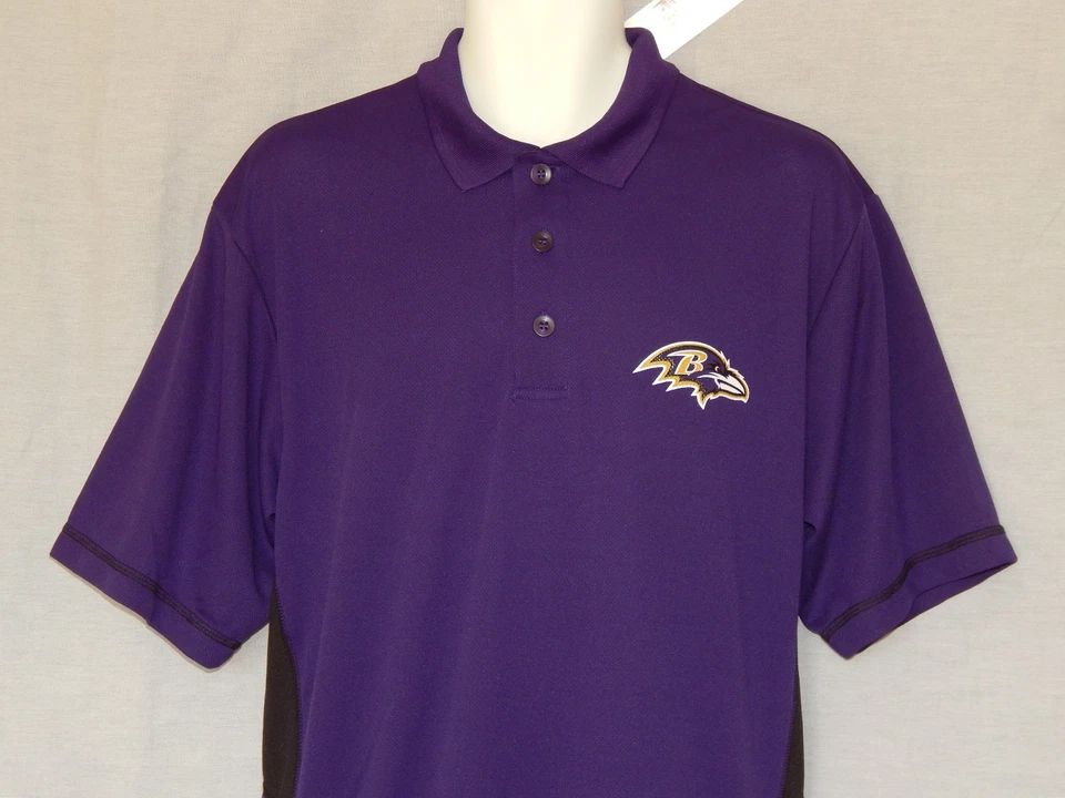 Camisa para hombre Baltimore Ravens talla grande púrpura polo absorbente NUEVA camiseta con botones de golf Foto 4 de 4