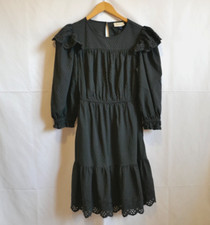 Universal Thread Gray 3/4 Sleeve Prairie Dress Boho Cottagecore Goth Size Small