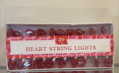 20 Count Heart Shaped Valentine's Day  String Lights For Indoor And Outdoor New