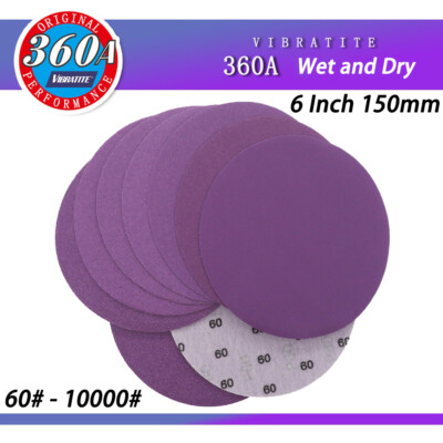 6'' 150mm Wet and Dry Sanding Discs Sandpaper Hook & Loop Pad/Tray Grit 60-10000#