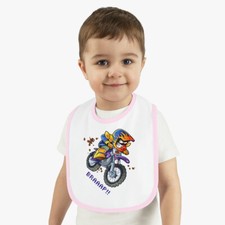 Motocross Graphic BRAAAP Baby Contrast Trim Jersey Bib 8" x9"