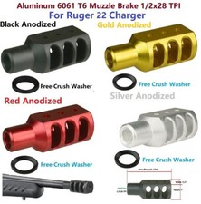 Aluminum Black,Red,Silve,Gold Ruger Mark IV 22/45 Lite 1/2x28 TPI Muzzle Brake