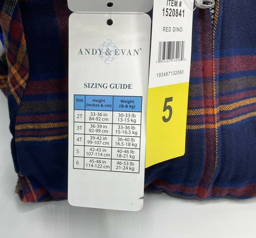Boys Size 5 Andy & Evan 3-Piece Pants Set Outfit Hooded Flannel & T-Shirt Dino - Picture 6 of 6