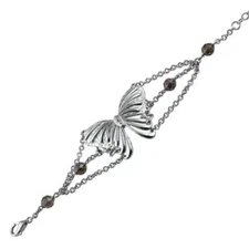 stainless steel Butterfly Bracelet with Smoke Quartz By Controse