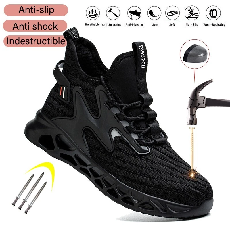 Men workout sneaker Indestructible steel toe shoes non-slip Roofing Shoes light