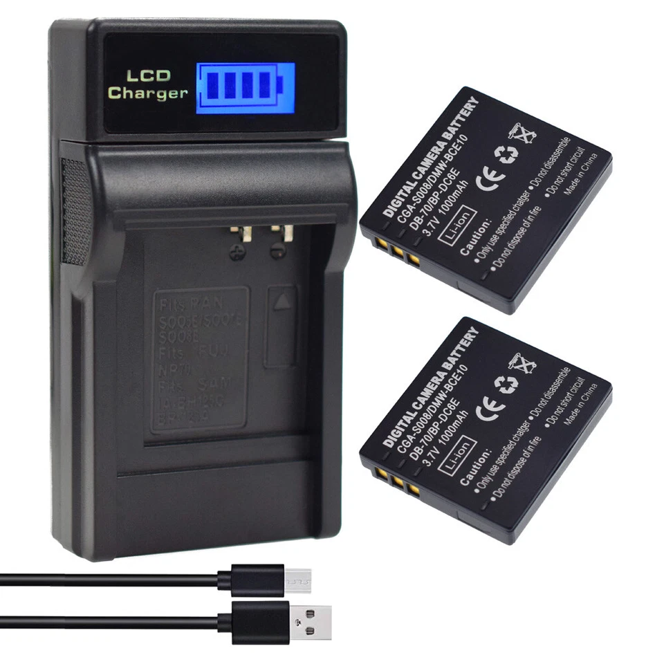 Batería 2 piezas + cargador USB para LEICA BP-DC6 E BP-DC6 U BC-DC6 C-LUX 2 C-LUX 3 Foto 2 de 4