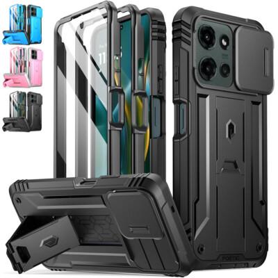 For Moto G 5G 2025 Case Rugged Built-in-Screen Kickstand And Slide Camera Cover