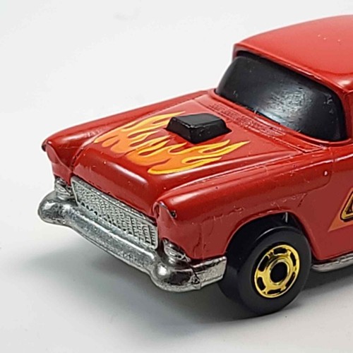 Hot Wheels Diecast '55 Chevy Flames Gold Rims Rare Mint w/Card - Picture 8 of 13