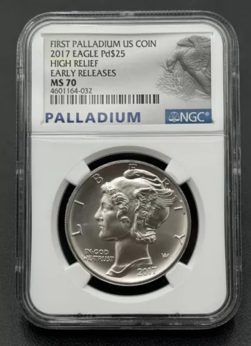 2017 Palladium 1ozt. $25 High Relief American Eagle NGC MS70 First Release Label