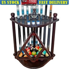 Wooden Pool Cue Rack Holder Multi-Functional Corner Organizer Billiard Accessory