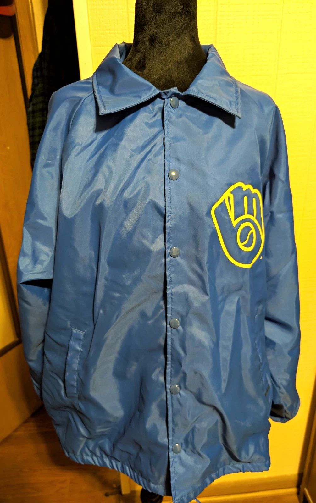 Vtg Hartwell Milwaukee Brewers Blue  Windbreaker Jacket XL 46-48 Snap Front Logo image 1
