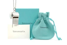 Tiffany & Co. Sterling Silver Whistle on 32" Silver Bead Necklace w/ Packaging