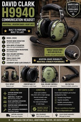 David Clark Aviation Headset W/ Mic Aviation Headset Pilot Headset New Unboxed.