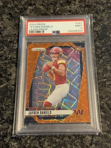 2024 Panini Orange Lazer Prizm #347 Jayden Daniels Commanders RC Rookie PSA 9