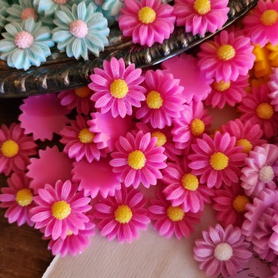 Hot Pink Wholesale Resin Flower Cabochon 25PCs R892HP