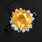 925 Sterling Silver White Gold Halo Rings Sparkling Honey Yellow Sapphire 2.50Ct