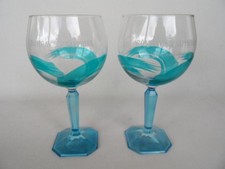 2 BOMBAY SAPPHIRE STIR CREATIVITY GIN & TONIC COCKTAIL GLASSES BLUE SWIRL & STEM