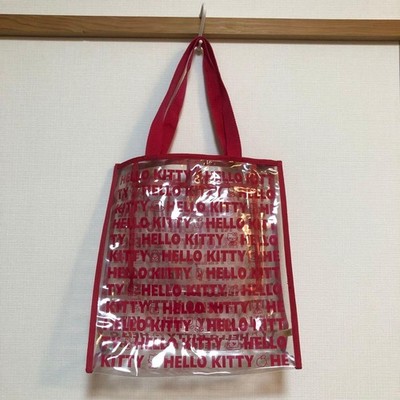 Hello Kitty Tragetasche transparent rot Logo 33 x 31 x 11 cm Retro Pool Stran...