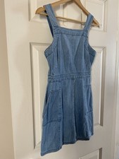 ASOS UK 6 Soft Denim Dungaree Pinafore Dress Midwash Blue 100% Cotton Western