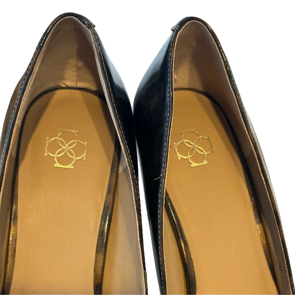 Ann Taylor Leopard Print Shiny Classic Round Toe Work Dress Pumps Size 7M Formal - Image 2 of 4