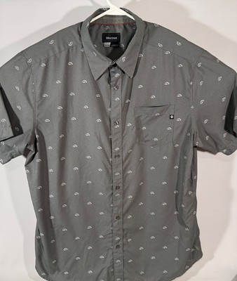 Marmot Notus Button Down Shirt Gray Patterned Camp Shirt Breathable Men's XL