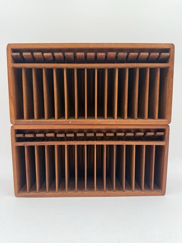 Kalmar Designs 15 (30) CASSETTE TAPE Holder w/ Eject TEAK WOOD Vintage Lot of 2