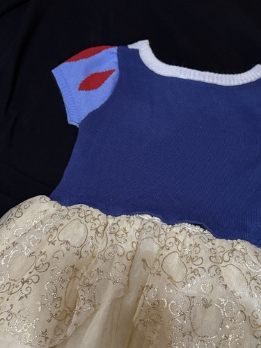 Girls Disney Princess Snow White Sweater & Tutu Dress Blue Gold Tulle 4T apple - Picture 12 of 14
