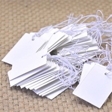 100Pcs White Paper Jewelry Clothes Label Price Tags With Elastic String 5 3cN8