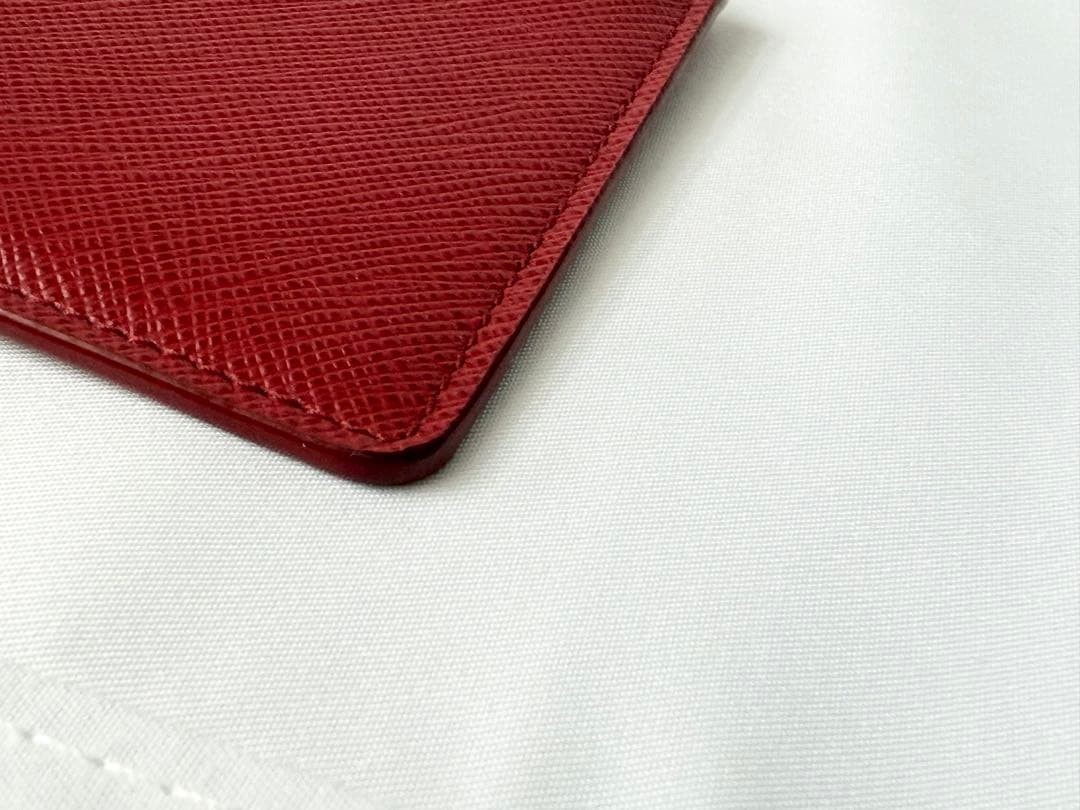 Prada Saffiano Leather Card Case Red Metal Logo thumbnail 8