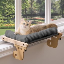 Gardner Pet Cat Window Perch, 2 in 1 Hammock Sill Seat with Grey
