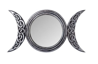 Triple Moon Dressing Table Mirror - Free Standing Mirror [Silver + Black Resin]