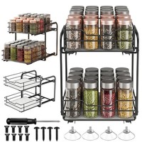 2 Etagen GewüRzregal Ausziehbar Metall FüR KüChenschrank Organizer Schwarz