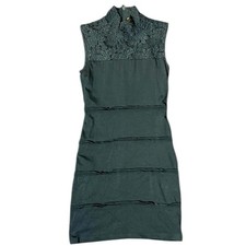 ALICE + OLIVIA Shift Dress Black Pencil Mini Sleeveless Mock Neck Size XS