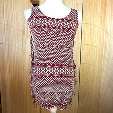 Boho Fringe Mini Dress Burgundy Geometric Aztec Indie Sleaze Pacsun XS