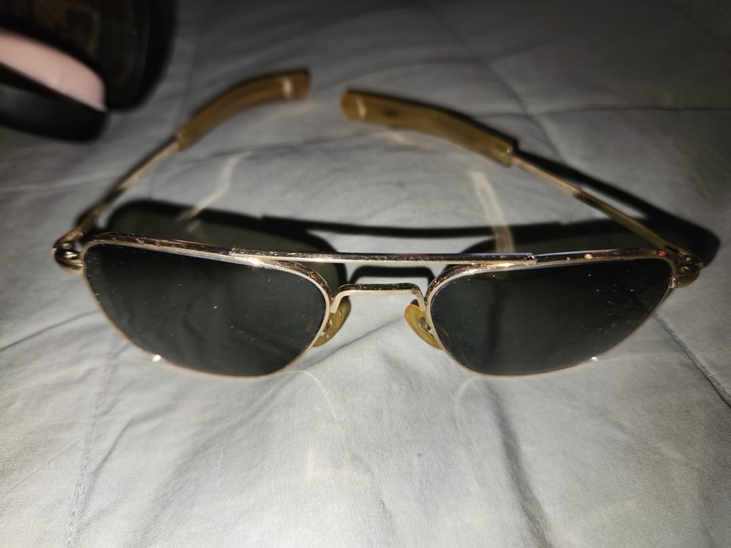 52[]20 5 1/2" VINTAGE AMERICAN OPTICAL CRYSTAL ORIGINAL PILOT AVIATOR SUNGLASSES