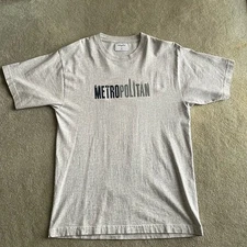 Metropolitan USA NYC Skateboard Streetwear Skyline Logo HUF Grey Tshirt Sz M