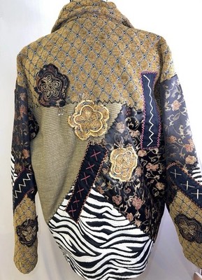 Boho Patchwork Quilted Jacket Womens S Artsy Mixed Media India