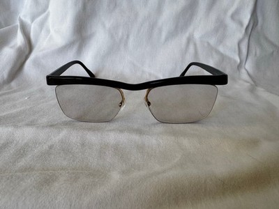 Vintage Essel ARC 84 Eyeglasses Frames France Browline Gold Black