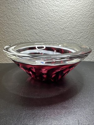 Vintage Murano Glass Bowl White Purple Adventurine Swirl by Carlo Moretti Italy