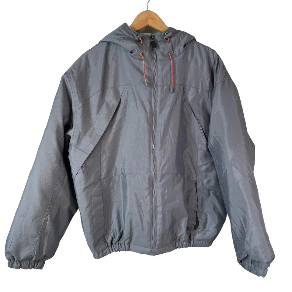 ATHLETIC WORKS Mens Full Zip Hooded Windbreaker Jacket Gray M 38/40 Gorpcore Y2k - Image 2 of 4